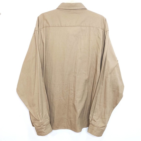Wrangler Shirt Mens 3XL Comfort Flex Button Up Long Sleeve Tan Beige Cotton - Picture 2 of 4